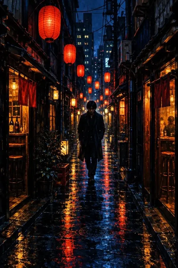 雨里的镜子 影片海报，2026 年日本悬疑题材影视网站模板演示海报