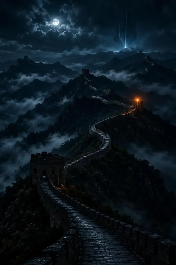 长城上的信号 影片海报，2026 年中国大陆科幻题材影视网站模板演示海报