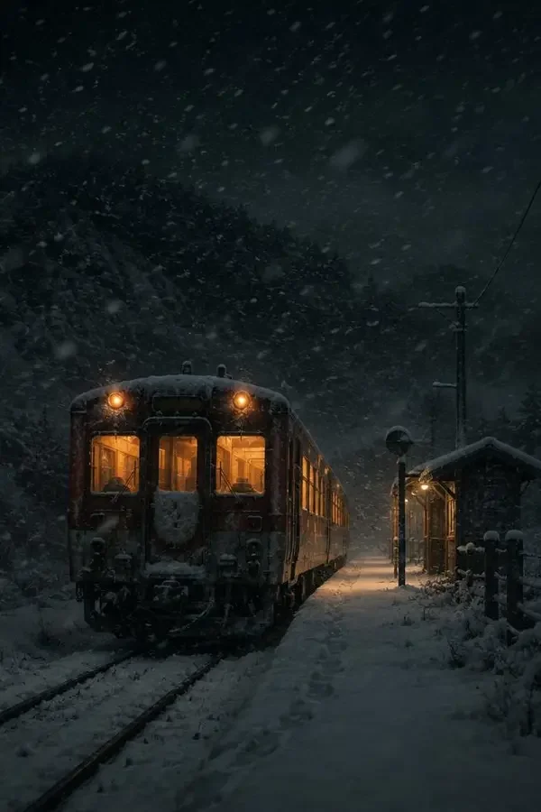 雪线列车 影片海报，2026 年日本悬疑题材影视网站模板演示海报